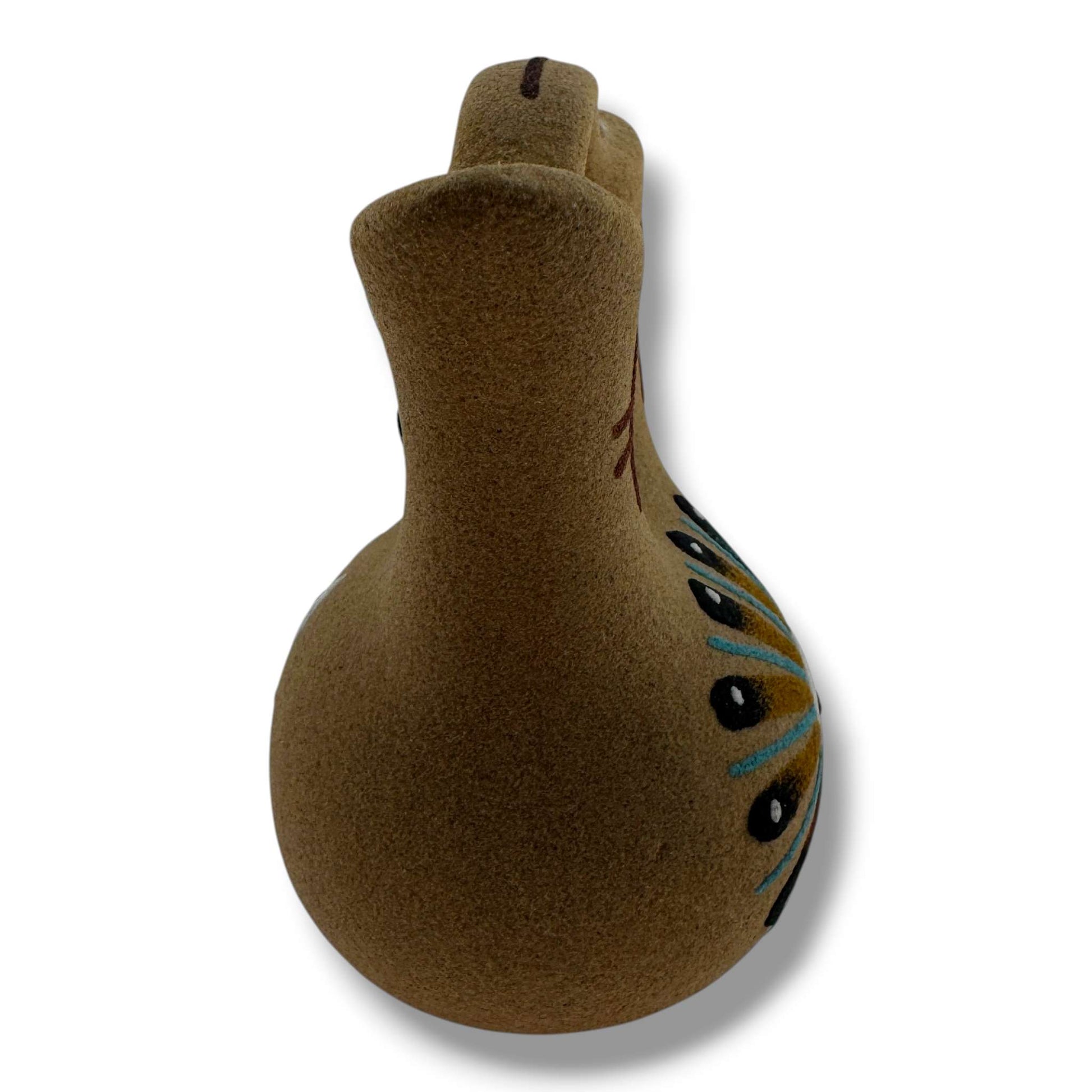 Handcrafted Sand Painted Wedding Vase with Sunface & Feather Motifs - SunWest Treasures