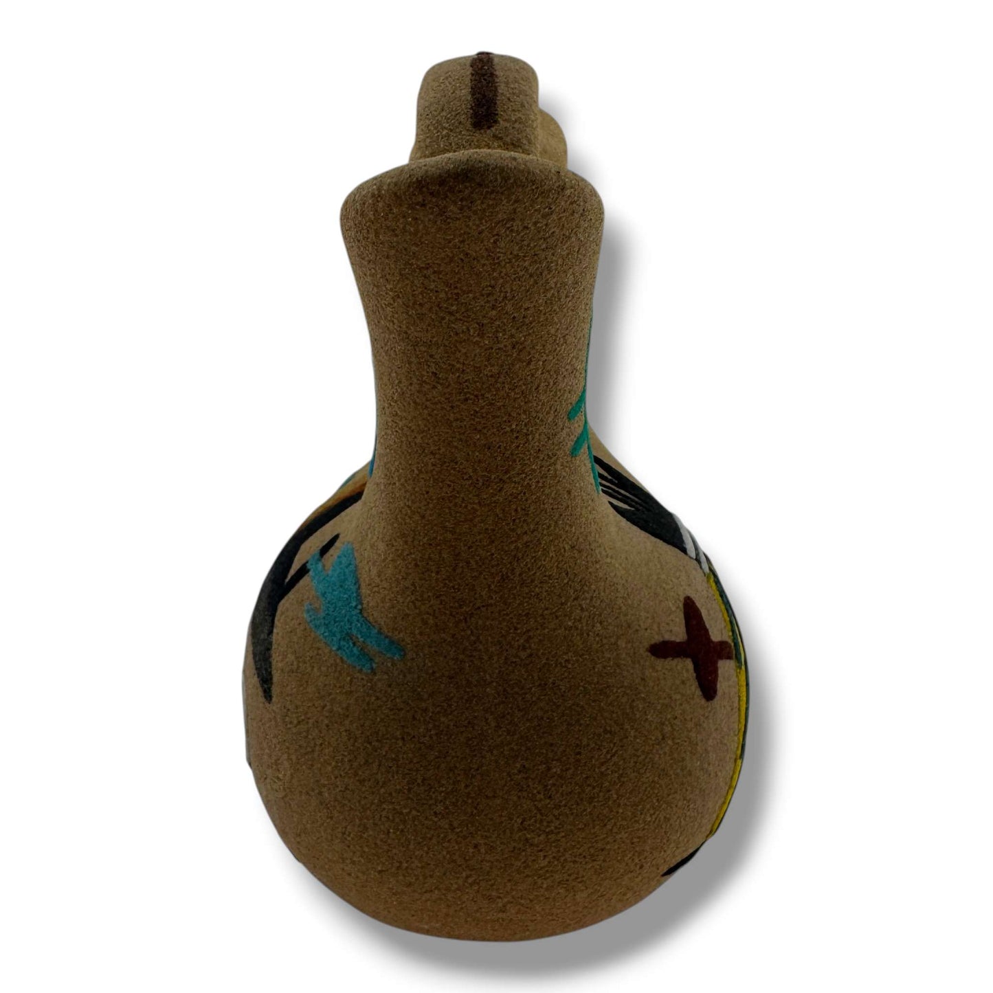 Small Handcrafted Sand Painted Wedding Vase with Teepee & Monument Valley Motifs - SunWest Treasures