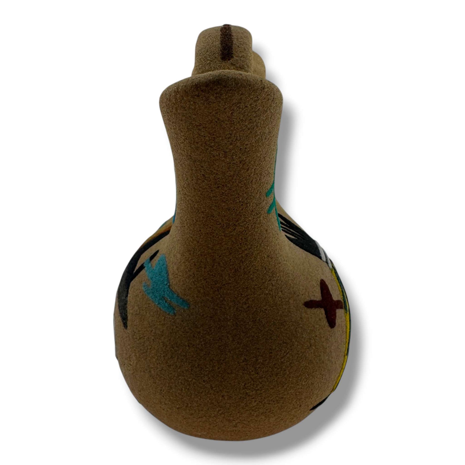 Small Handcrafted Sand Painted Wedding Vase with Teepee & Monument Valley Motifs - SunWest Treasures