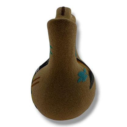 Small Handcrafted Sand Painted Wedding Vase with Teepee & Monument Valley Motifs - SunWest Treasures