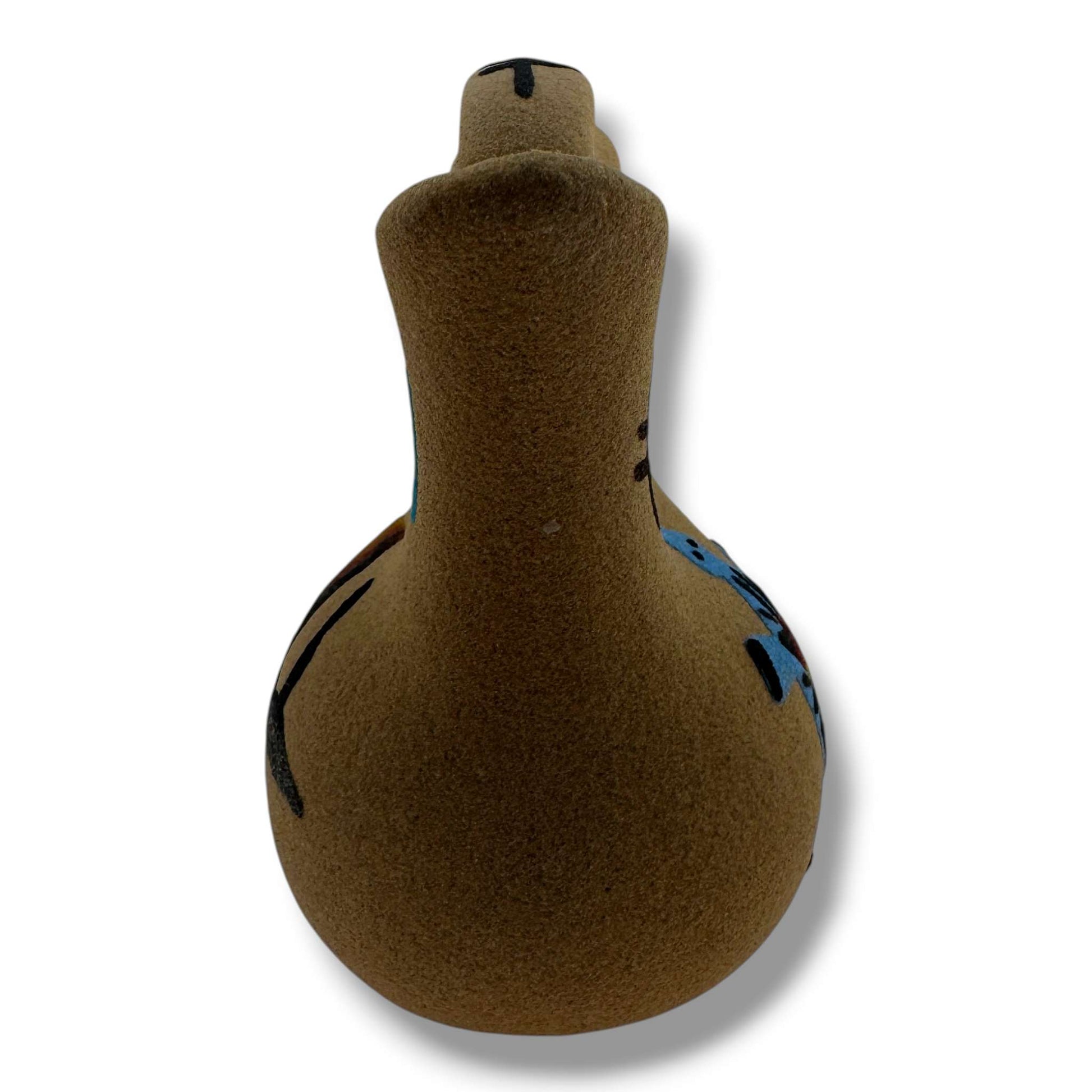 Handcrafted Sand Painted Small Wedding Vase with Blue Turtle & Canyon Motifs - SunWest Treasures