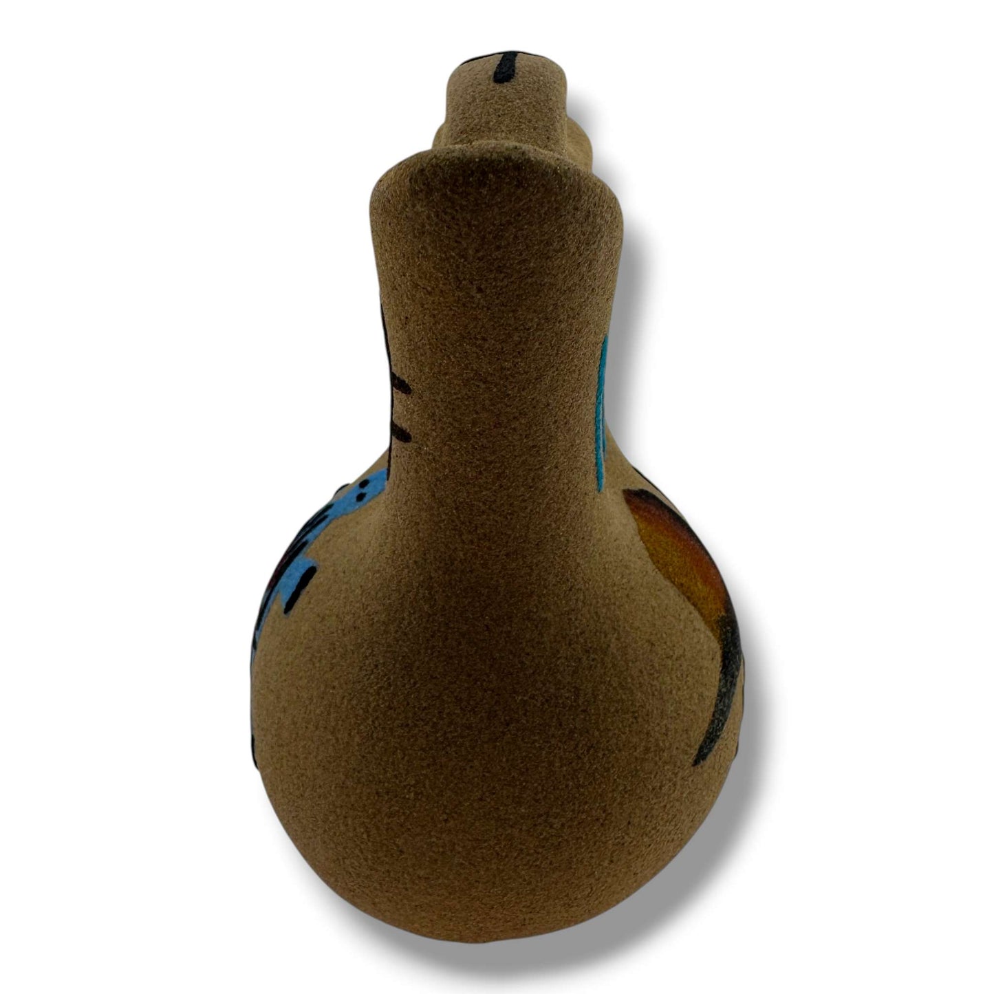 Handcrafted Sand Painted Small Wedding Vase with Blue Turtle & Canyon Motifs - SunWest Treasures