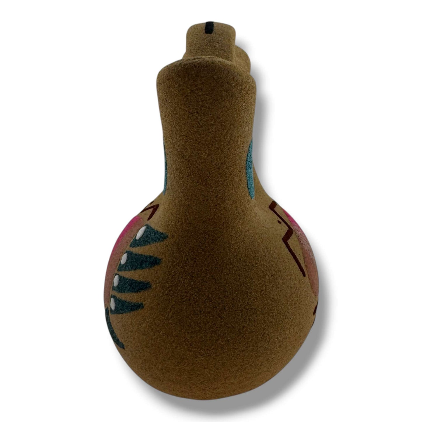 Handcrafted Sand Painted Wedding Vase with Symmetrical Bear Paw Motifs - SunWest Treasures