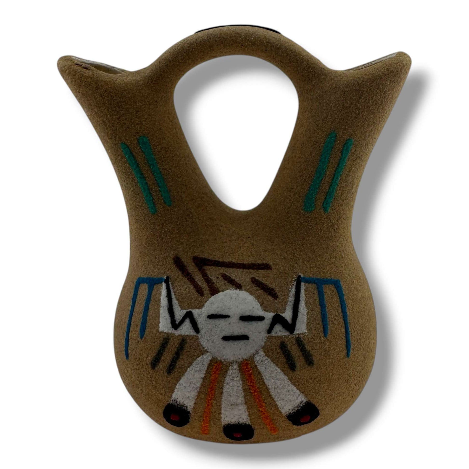 Handcrafted Sand Painted Wedding Vase with Yei Spirit & Bear Paw Motifs - SunWest Treasures
