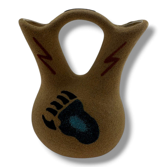 Handcrafted Sand Painted Wedding Vase with Yei Spirit & Bear Paw Motifs - SunWest Treasures