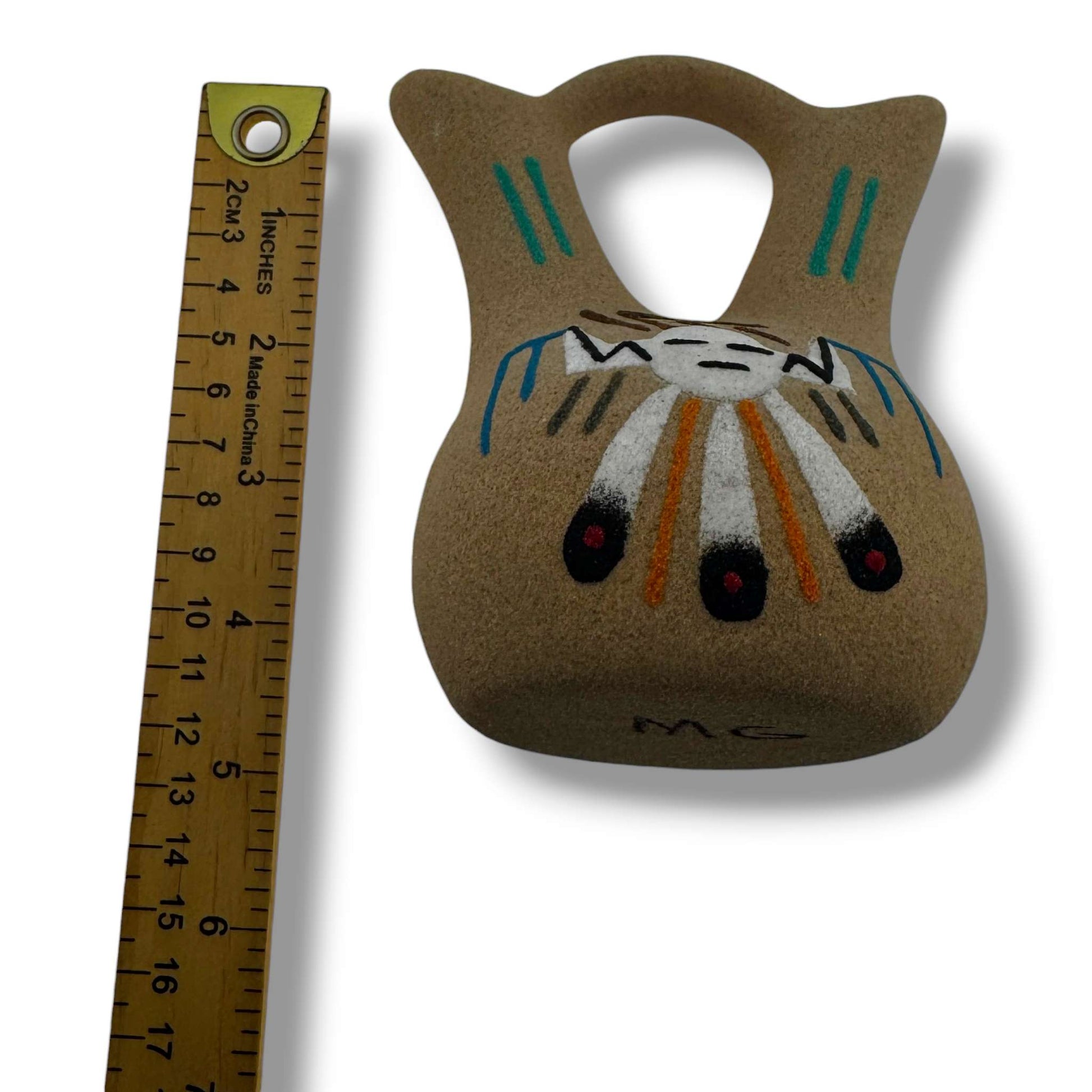 Handcrafted Sand Painted Wedding Vase with Yei Spirit & Bear Paw Motifs - SunWest Treasures
