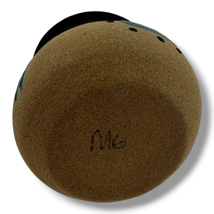 Handcrafted Small Sand Painted Seed Pot with Bear & Geometric Shield Motifs - SunWest Treasures