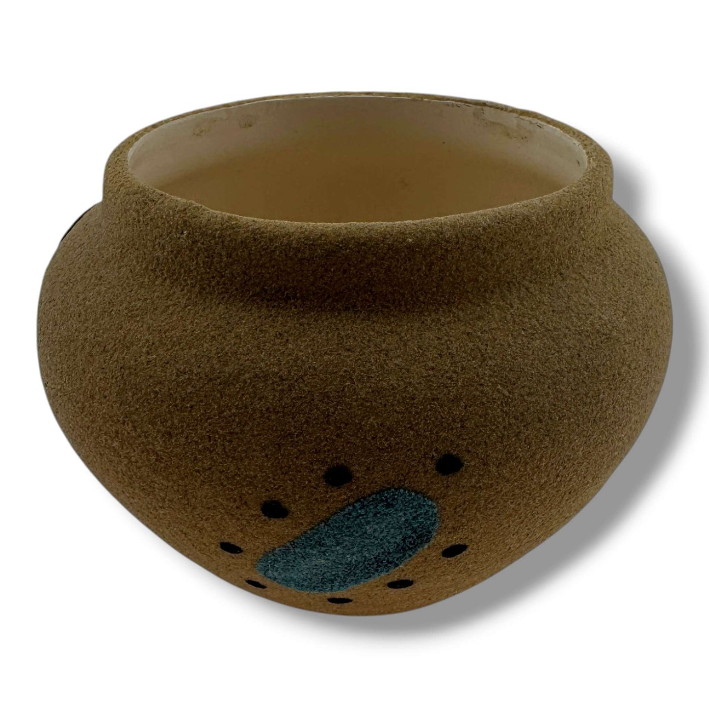 Small Handcrafted Sand Painted Seed Pot with Canyon & Geometric Mesa Motifs - SunWest Treasures