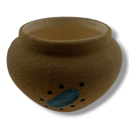 Small Handcrafted Sand Painted Seed Pot with Canyon & Geometric Mesa Motifs - SunWest Treasures