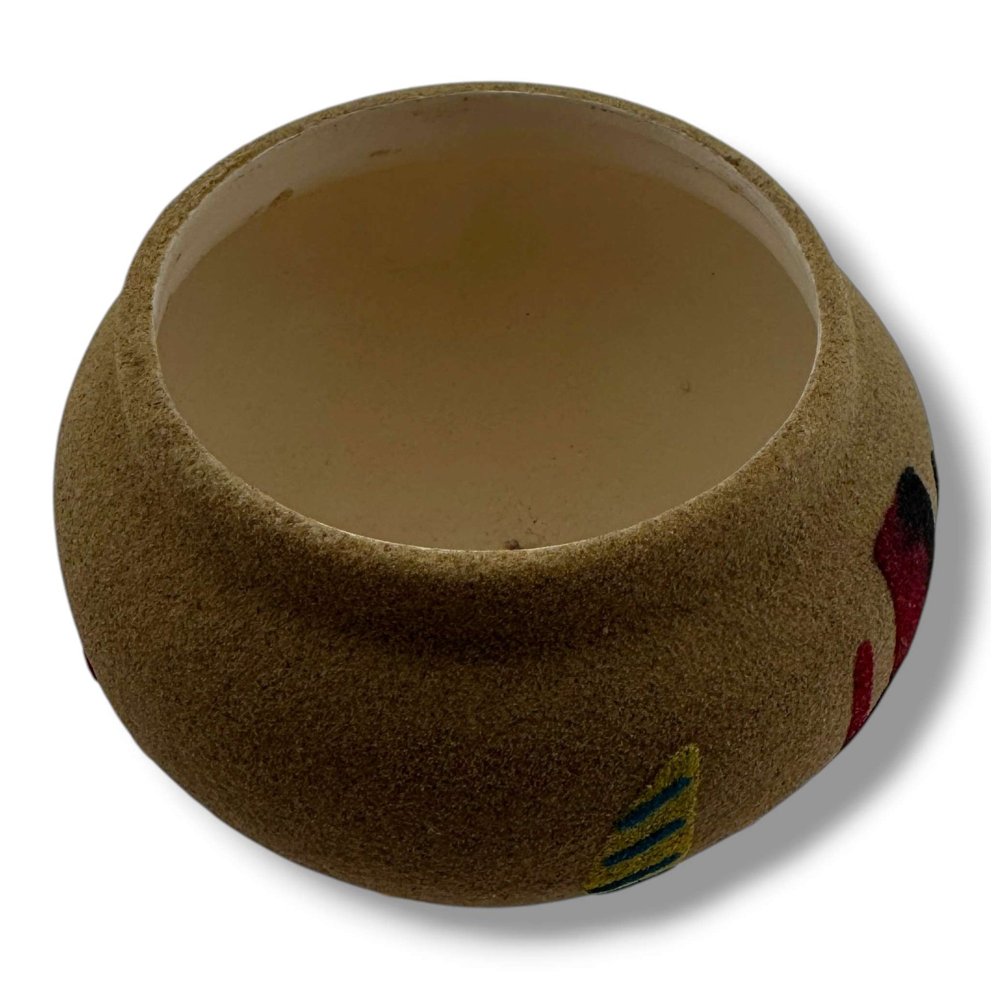 Small Handcrafted Sand Painted Seed Pot with Canyon & Geometric Mesa Motifs - SunWest Treasures