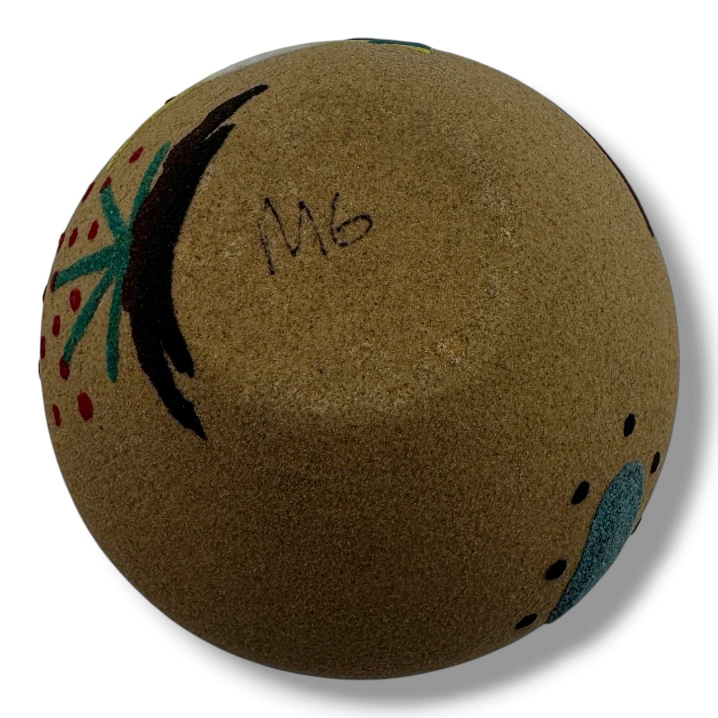 Small Handcrafted Sand Painted Seed Pot with Canyon & Geometric Mesa Motifs - SunWest Treasures