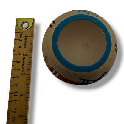 Handcrafted Small Sand Painted Seed Pot with Kokopelli & Geometric Mesa Motifs - SunWest Treasures