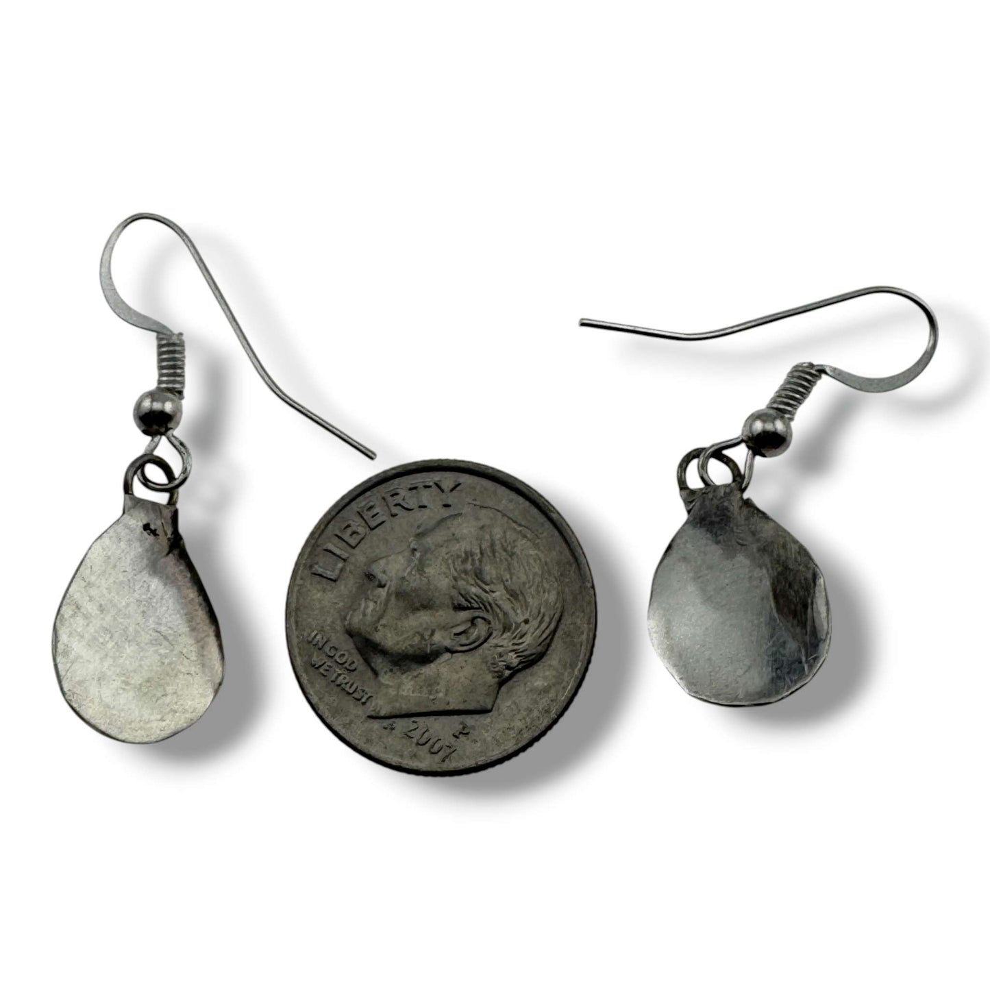 Navajo Sterling Silver Bear Paw Dangle Earrings with White Opal - SunWest Treasures