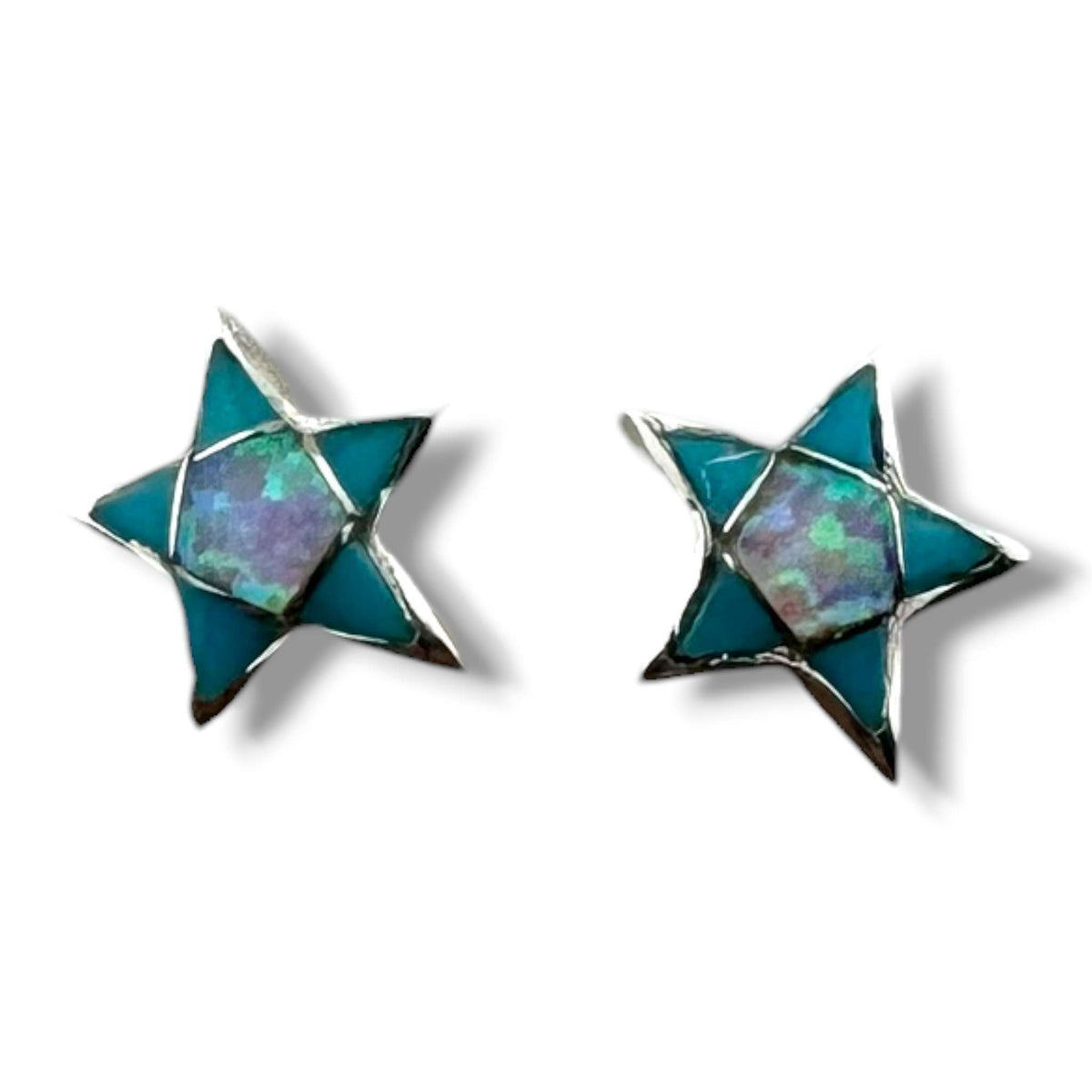 Handcrafted Sterling Silver Inlay Star Post Stud Earrings - SunWest Treasures