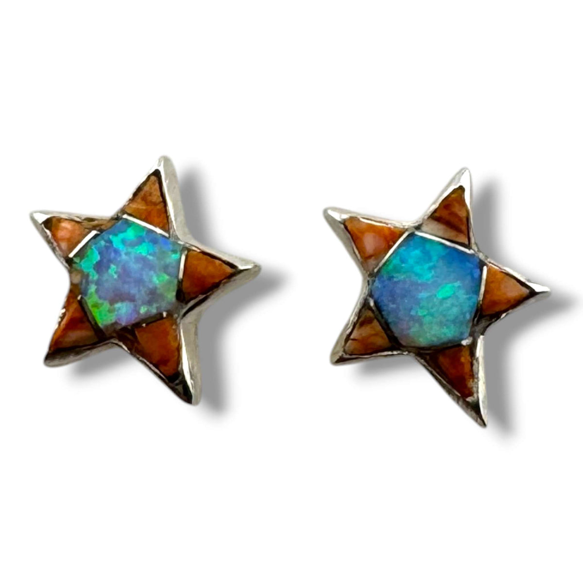 Handcrafted Sterling Silver Inlay Star Post Stud Earrings - SunWest Treasures