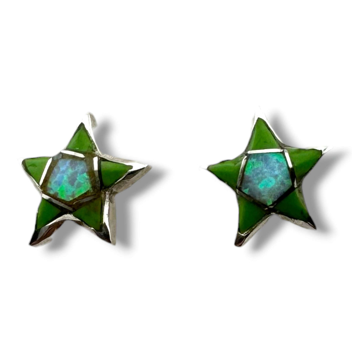 Handcrafted Sterling Silver Inlay Star Post Stud Earrings - SunWest Treasures
