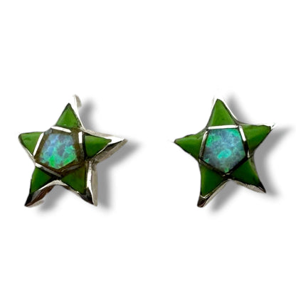 Handcrafted Sterling Silver Inlay Star Post Stud Earrings - SunWest Treasures