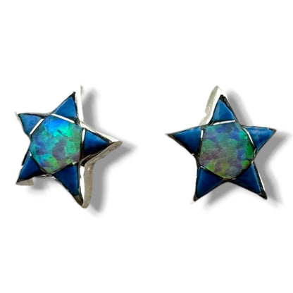 Handcrafted Sterling Silver Inlay Star Post Stud Earrings - SunWest Treasures