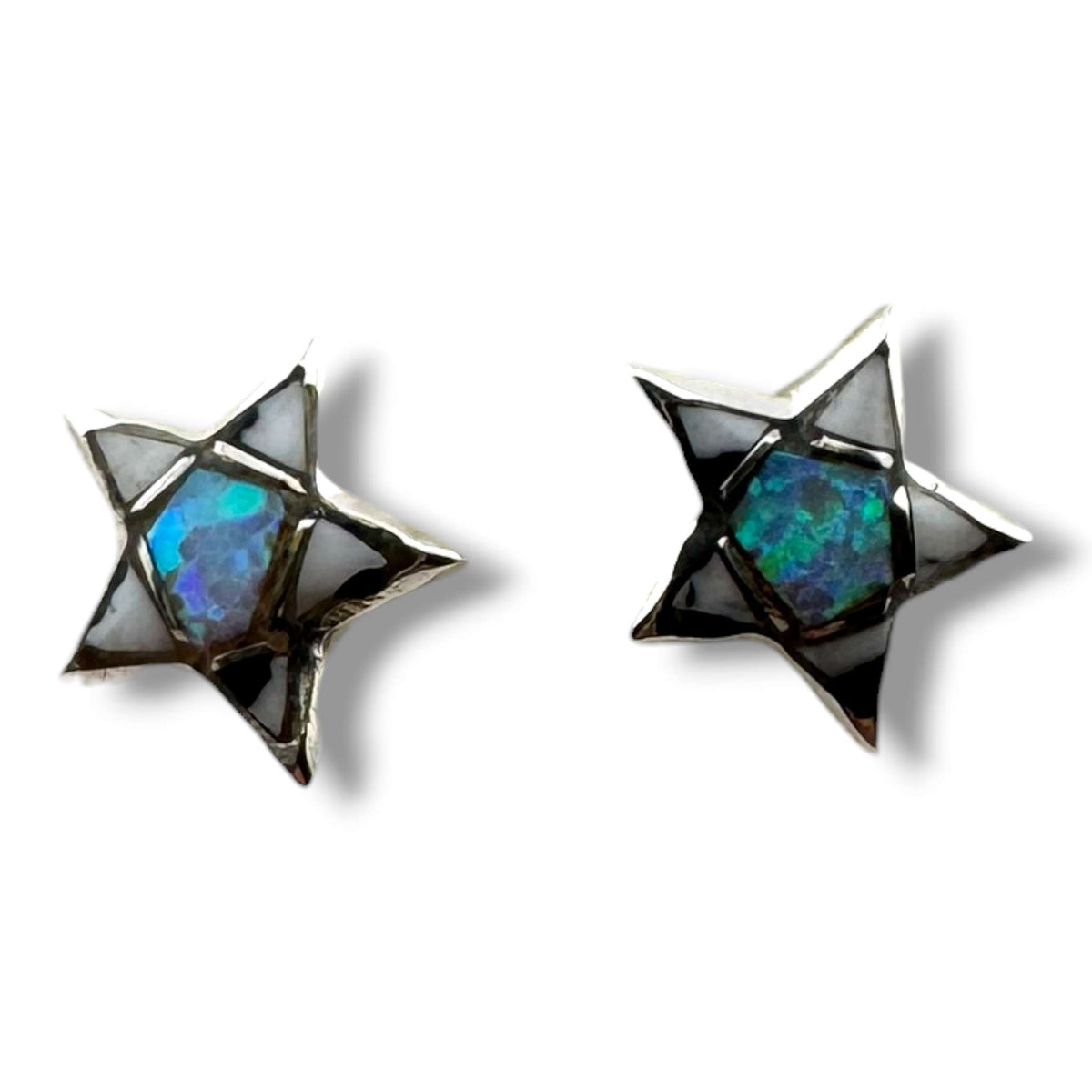 Handcrafted Sterling Silver Inlay Star Post Stud Earrings - SunWest Treasures