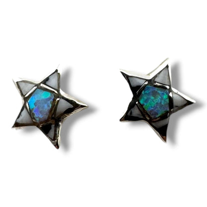 Handcrafted Sterling Silver Inlay Star Post Stud Earrings - SunWest Treasures