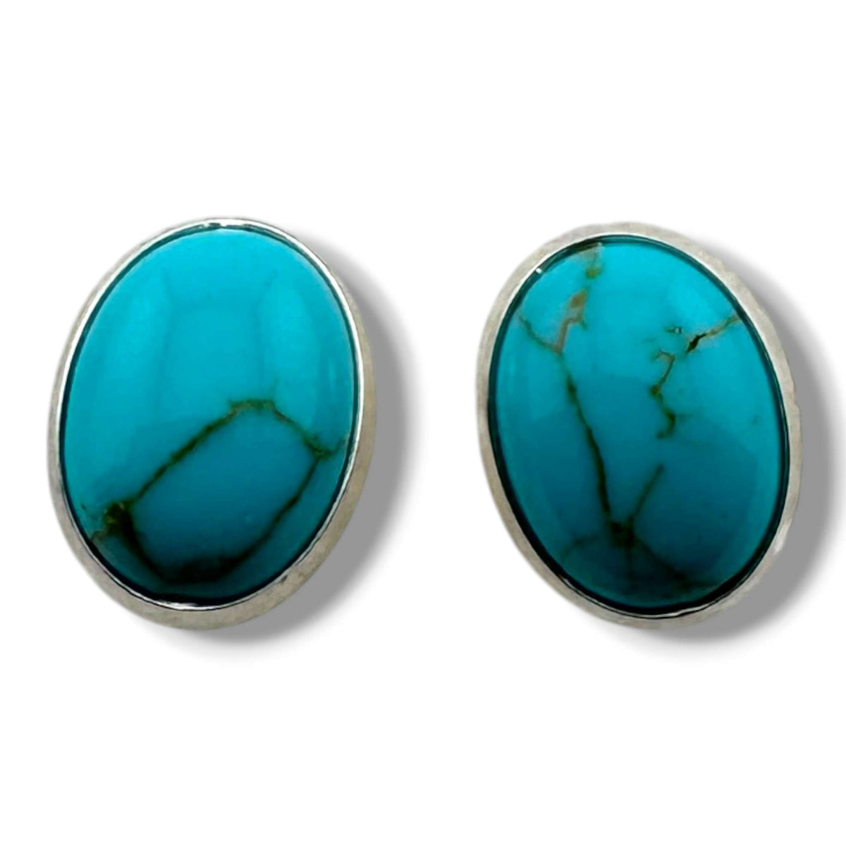 Sterling Silver Oval Turquoise Small Post Stud Earrings - SunWest Treasures