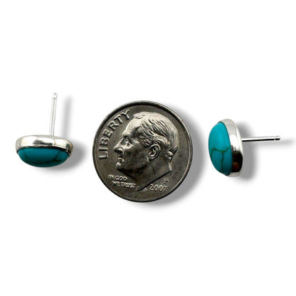 Sterling Silver Oval Turquoise Small Post Stud Earrings - SunWest Treasures