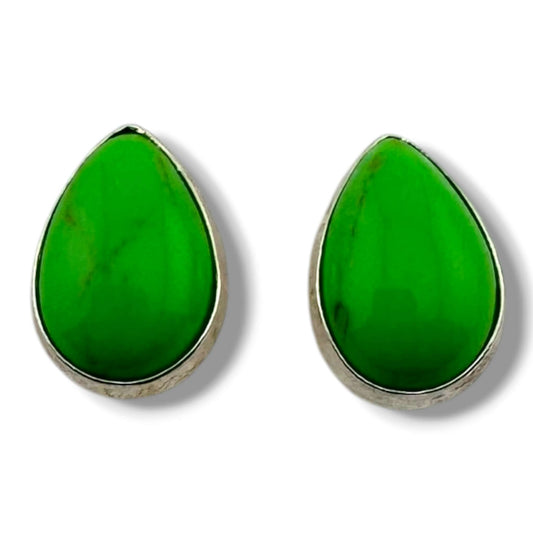Sterling Silver Turquoise Gaspeite Denim Lapis Teardrop Post Stud Earrings - SunWest Treasures