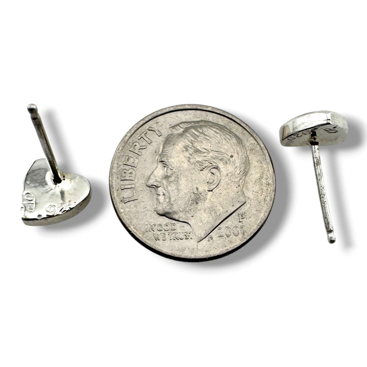Handcrafted Sterling Small Silver Inlay Multi - Stone Heart Post Stud Earrings - SunWest Treasures