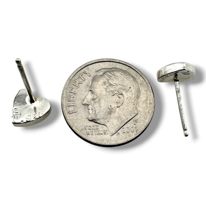 Handcrafted Sterling Small Silver Inlay Multi - Stone Heart Post Stud Earrings - SunWest Treasures