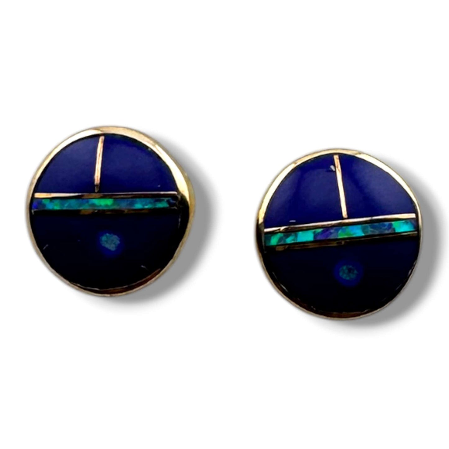 Bronze Sunface Inlay Stone with Opal Post Stud Earrings - SunWest Treasures