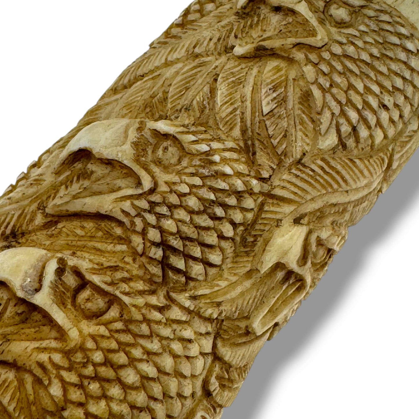 Hand Carved Eagle Heads Totem Lighter Case | Fits Large Bic - SunWest Treasures