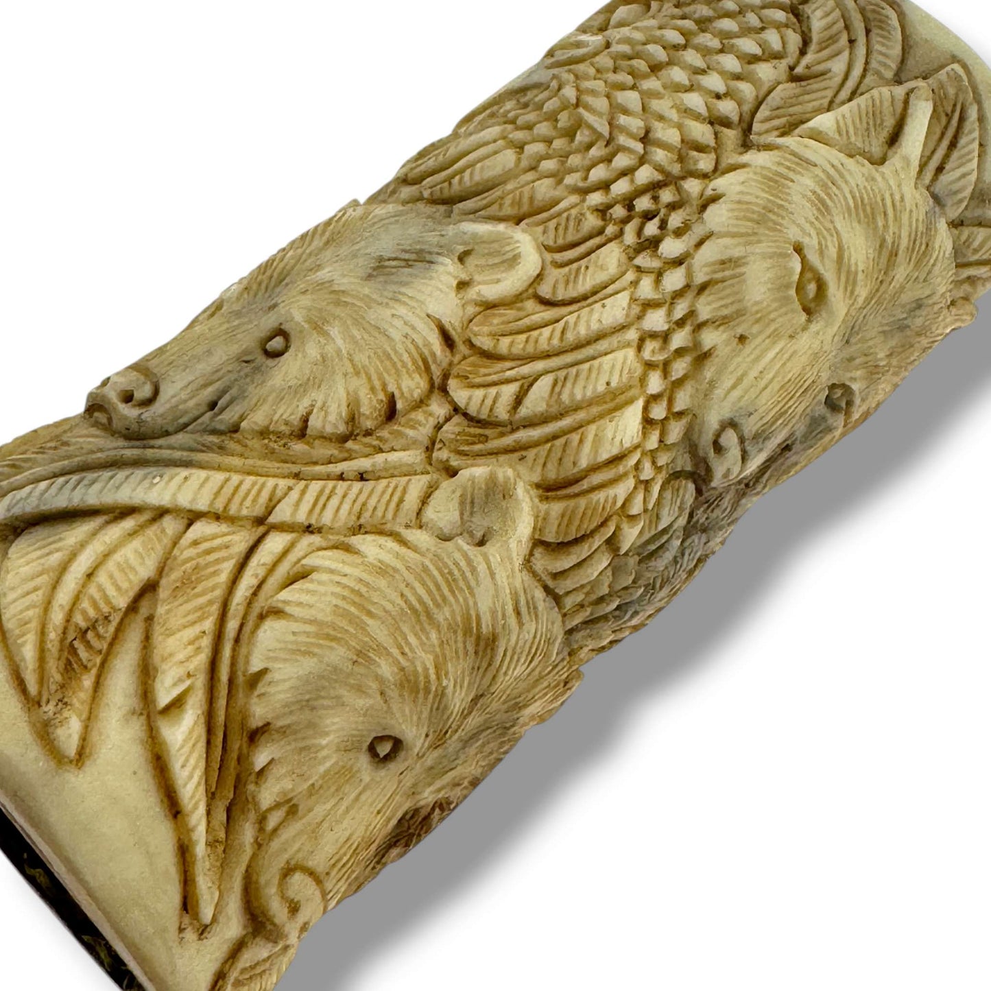 Hand Carved Wildlife Totem Lighter Case | Bear, Eagle & Wolf | Fits Large Bic - SunWest Treasures