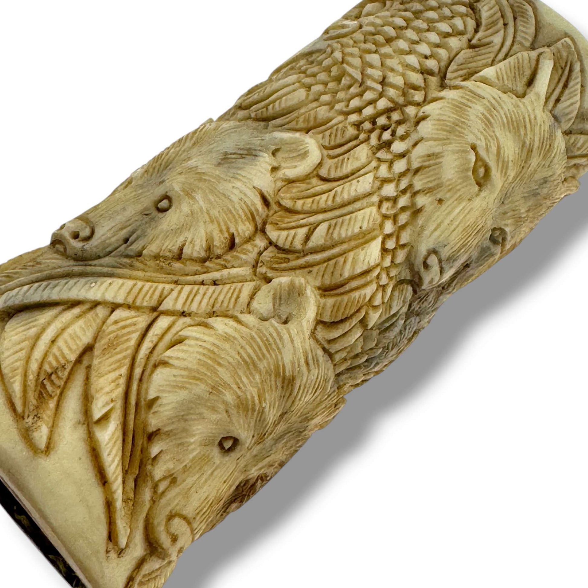 Hand Carved Wildlife Totem Lighter Case | Bear, Eagle & Wolf | Fits Large Bic - SunWest Treasures