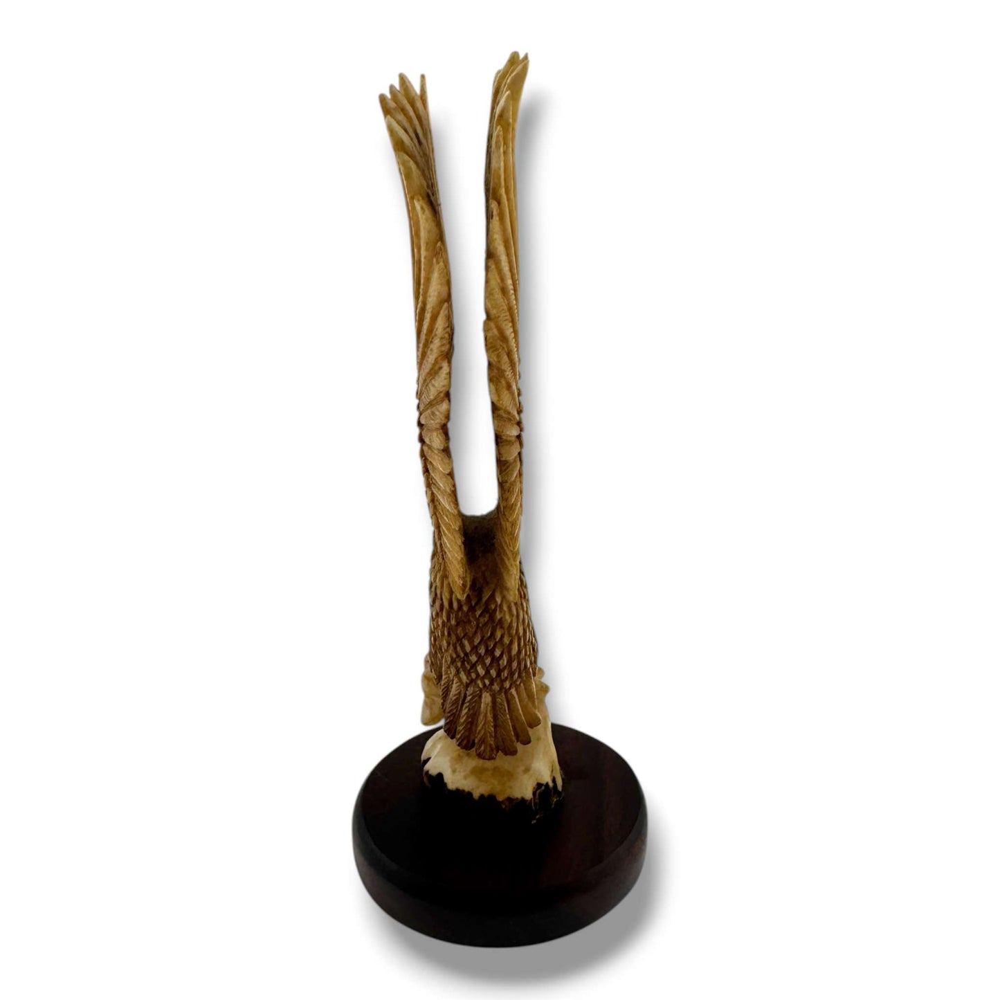 Hand Carved Landing Eagle Figurine on Wood Base | Artisan Sculpture - SunWest Treasures