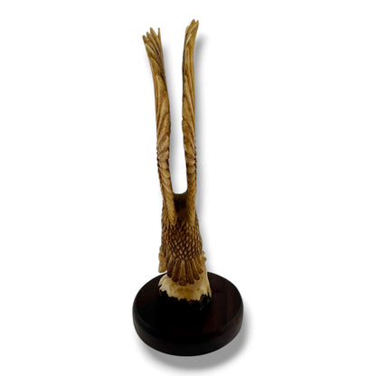 Hand Carved Landing Eagle Figurine on Wood Base | Artisan Sculpture - SunWest Treasures