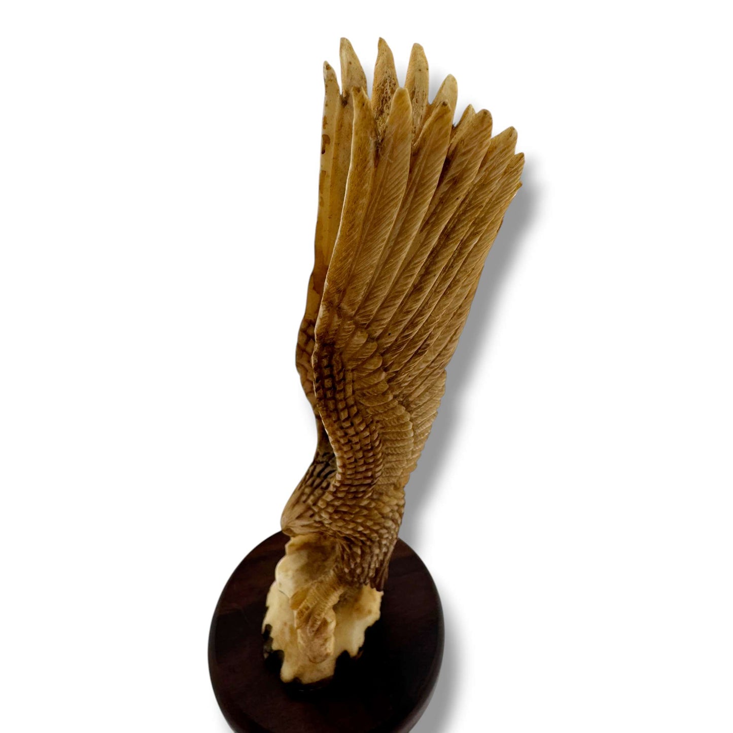Hand Carved Landing Eagle Figurine on Wood Base | Artisan Sculpture - SunWest Treasures