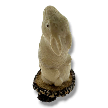 Hand Carved Playing Bunnies Figurine with Carved Base | Artisan Sculpture - SunWest Treasures