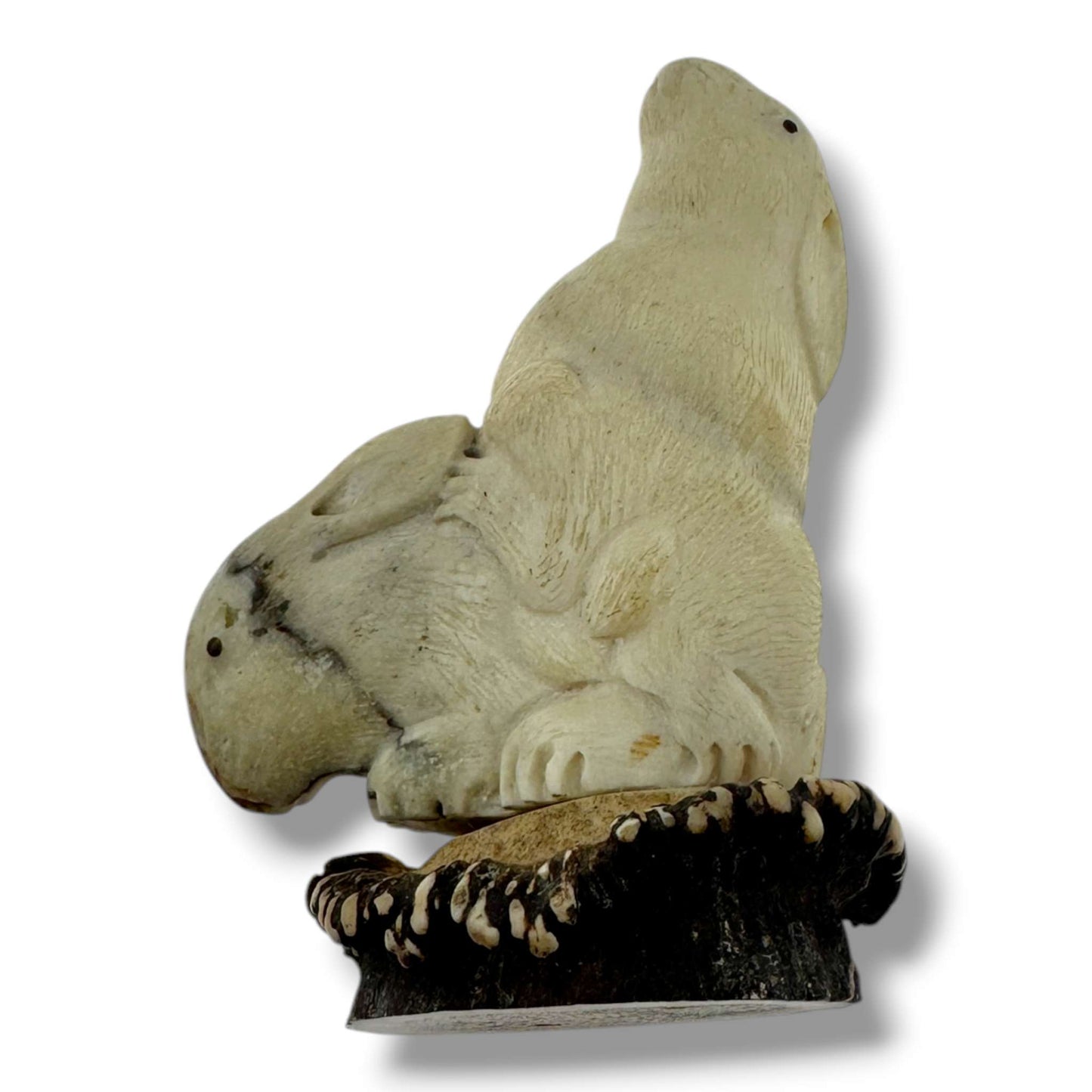 Hand Carved Playing Bunnies Figurine with Carved Base | Artisan Sculpture - SunWest Treasures
