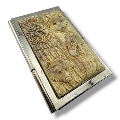 Hand Carved Wildlife Totem Business Card Holder - SunWest Treasures