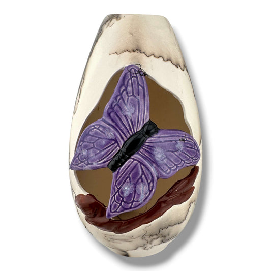 Horse Hair Vase with Purple Butterfly by Luna