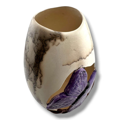 Horse Hair Vase with Purple Butterfly by Luna