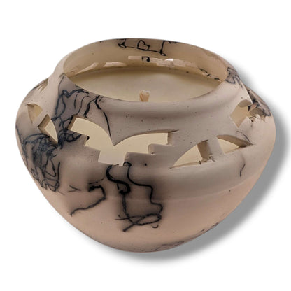 Cutout Horsehair Pottery Candle by Luna | Handcrafted Southwest Art - SunWest Treasures