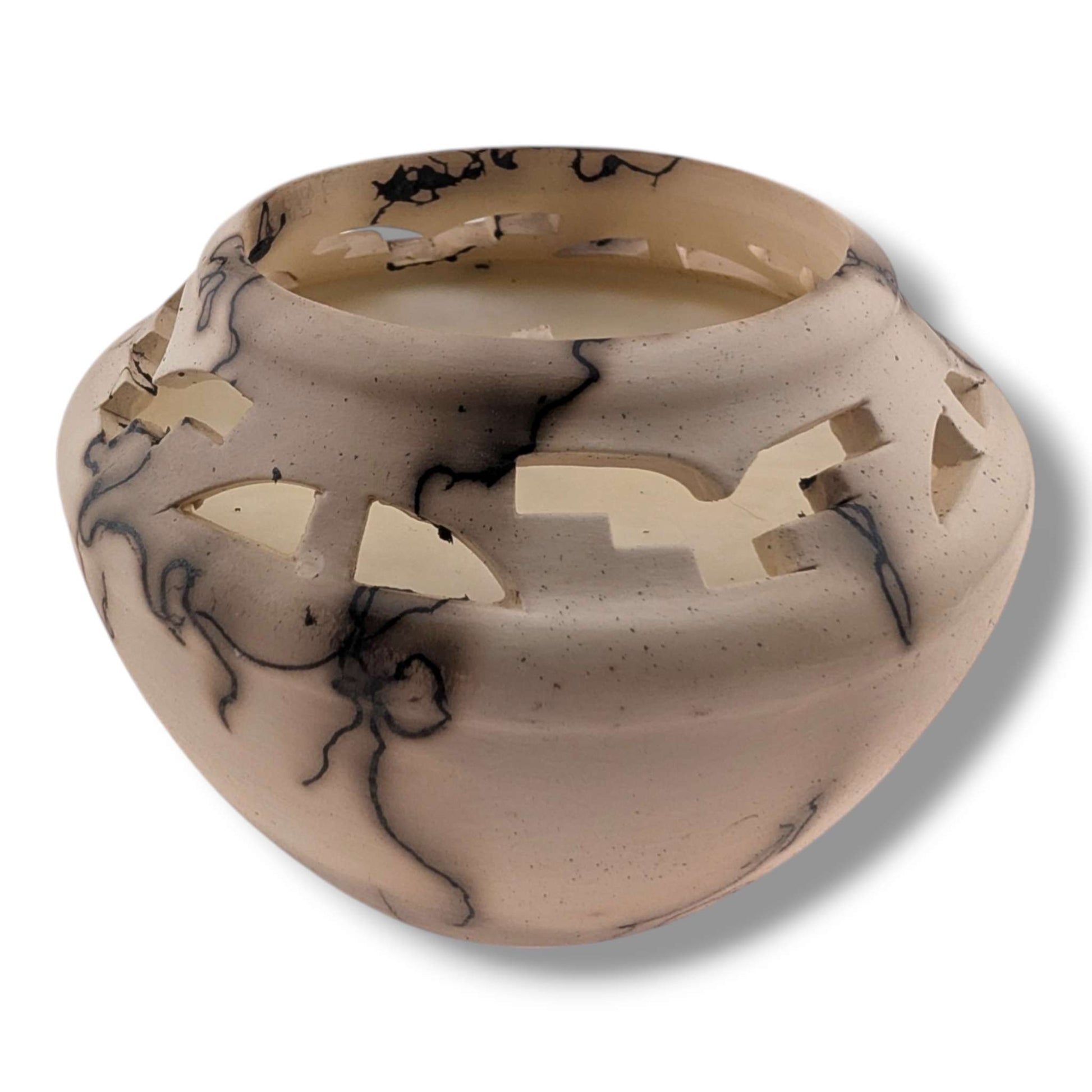 Cutout Horsehair Pottery Candle by Luna | Handcrafted Southwest Art - SunWest Treasures