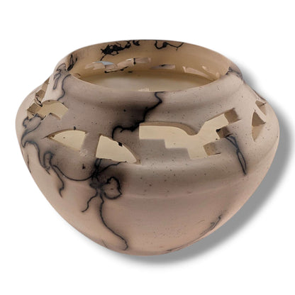 Cutout Horsehair Pottery Candle by Luna | Handcrafted Southwest Art - SunWest Treasures