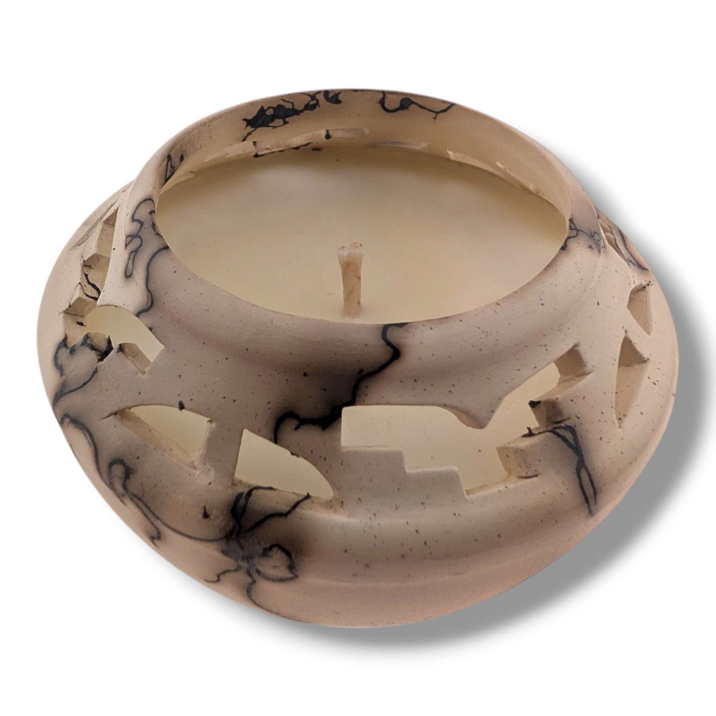 Cutout Horsehair Pottery Candle by Luna | Handcrafted Southwest Art - SunWest Treasures