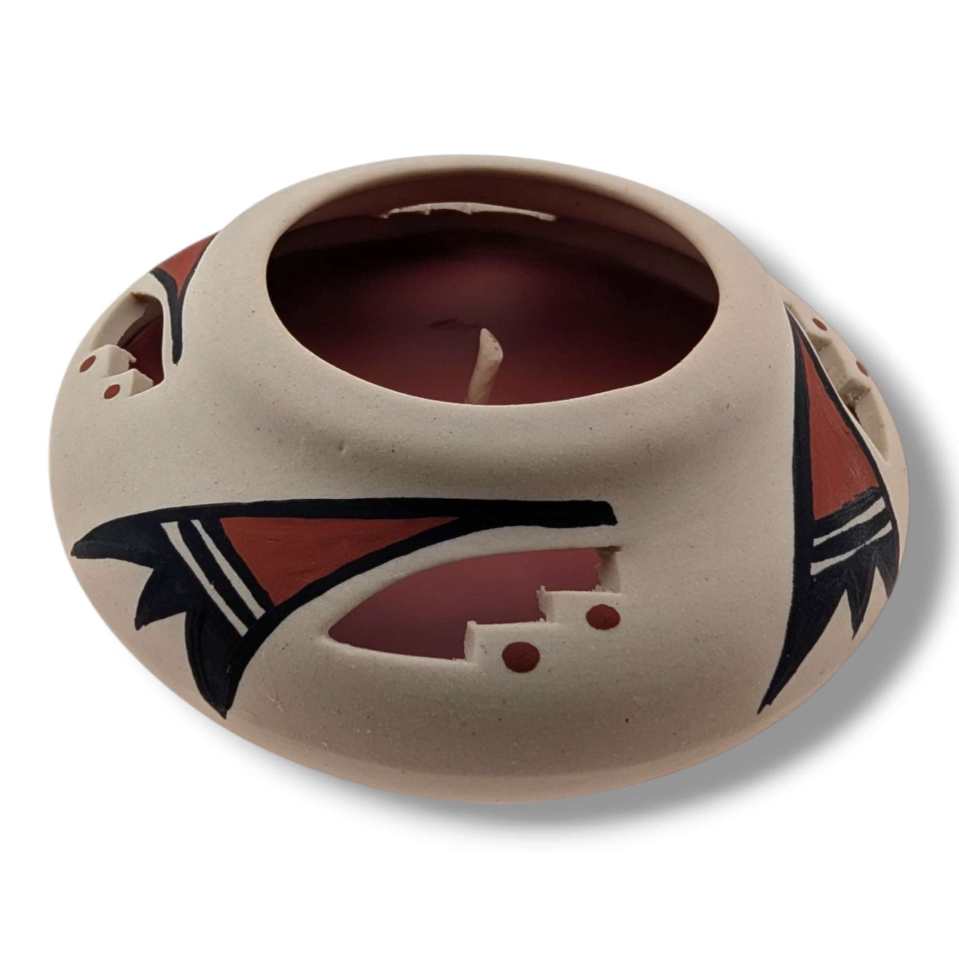 Acoma Cutout Pottery Candle, Handcrafted by Micky - SunWest Treasures