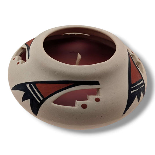 Acoma Cutout Pottery Candle, Handcrafted by Micky - SunWest Treasures
