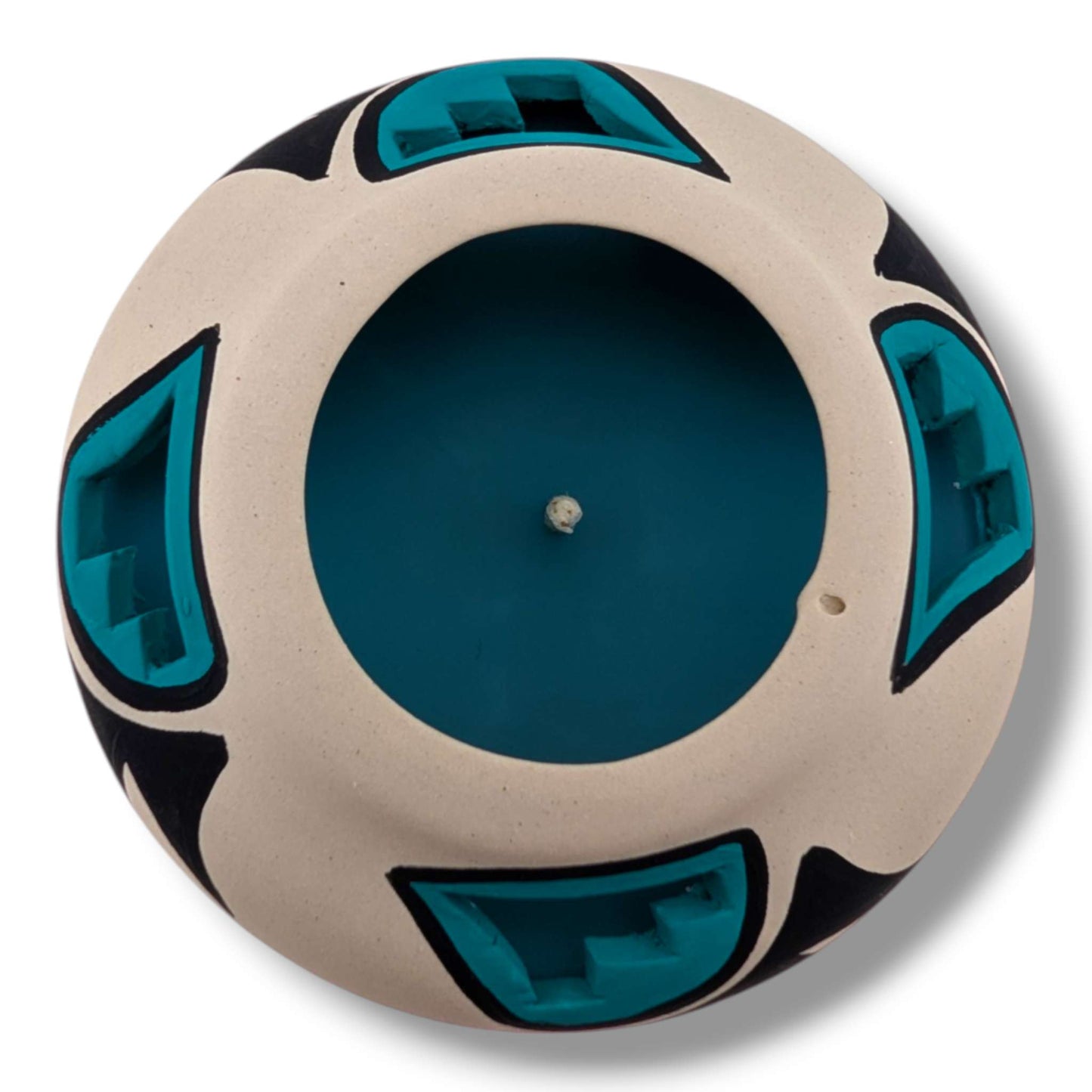 Acoma Blue Cutout Pottery Candle, Handcrafted by Micky - SunWest Treasures