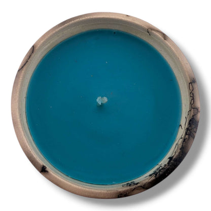 Horsehair Teal Pottery Candle, Handcrafted by Luna - SunWest Treasures