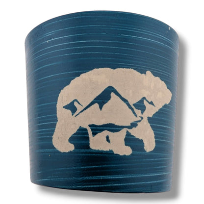 Blue Bear and Mountains Pottery Candle, Handcrafted by Luna - SunWest Treasures